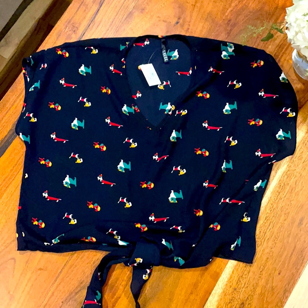 New Crop Top Dog Print